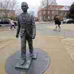 AP  The James Meredith statue is seen  on the Ole Miss campus in Oxford. Thomas Graning, AP James Meredith memorialized. The James Meredith statue is seen on the University of Mississippi campus in Oxford, Miss., Monday, Feb. 17, 2014. A $25,000 reward is available for information leading to the arrest of two men involved in sullying the statue early Sunday, Feb. 16. (AP Photo/The Daily Mississippian, Thomas Graning) ORG XMIT: MSUNI101