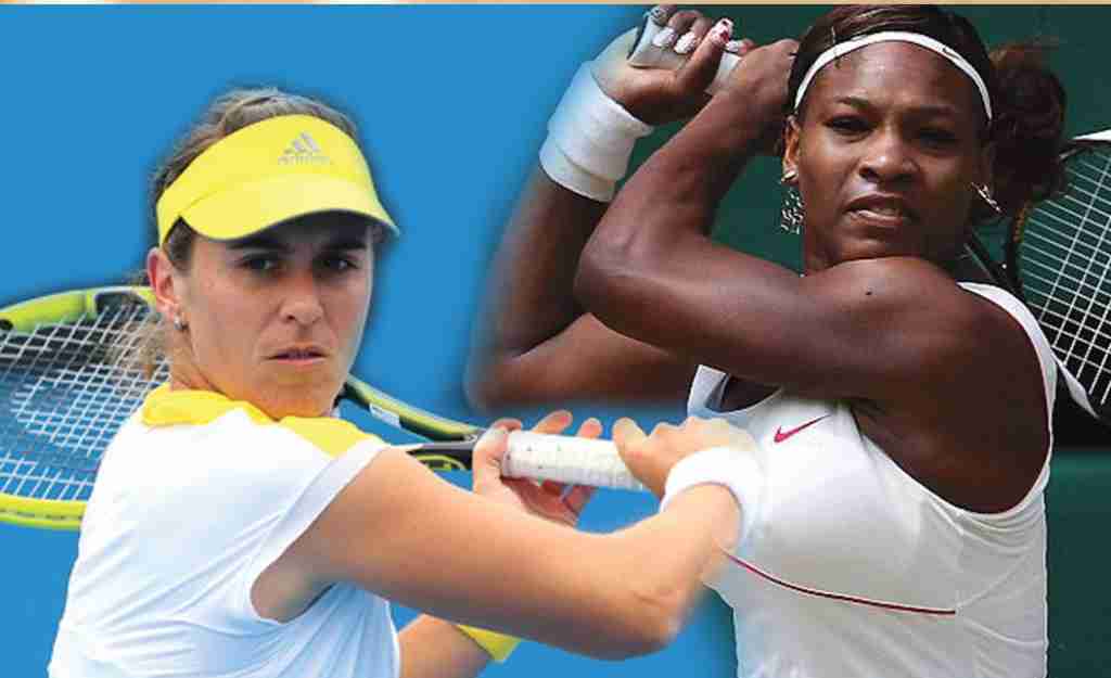 (Left to right) Anabel Medina Garrigues and Serena Williams.